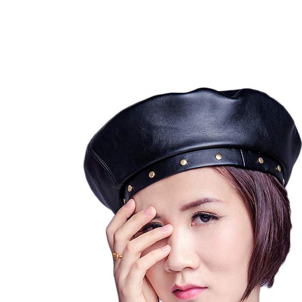 Leather studded Beret